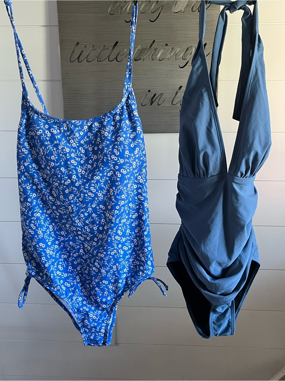 Women’s Blue Floral & Solid One-Piece Swimsuits - Classic Blue Deal Days 2for1$